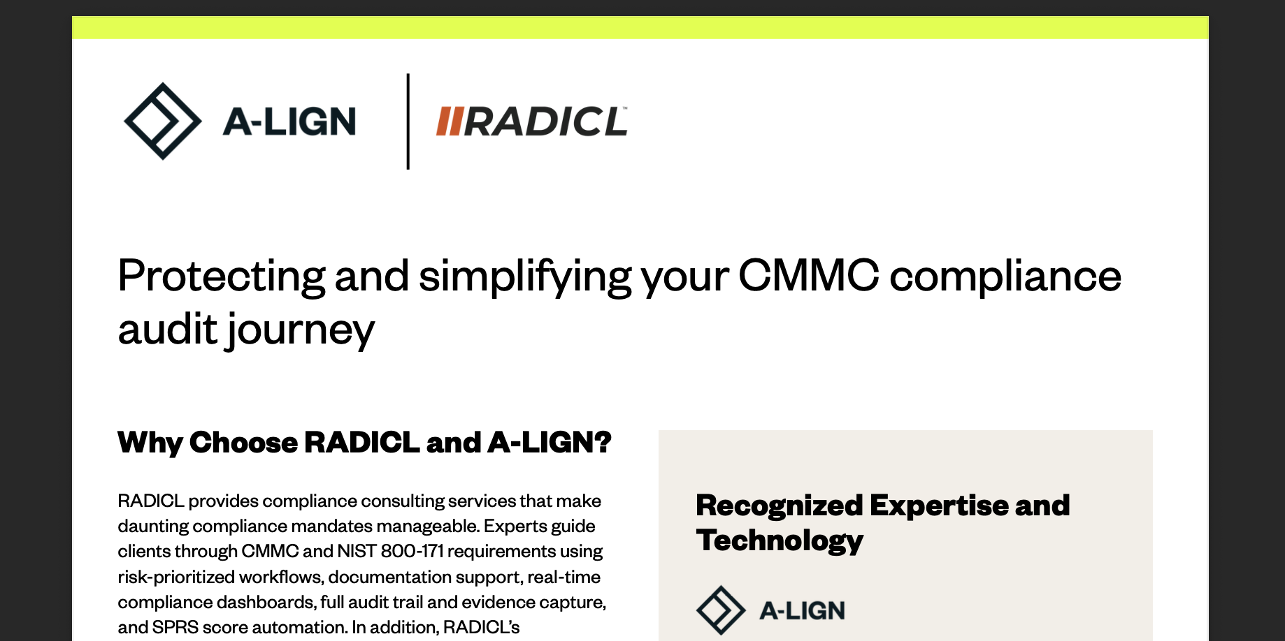 RADICL A-LIGN Solution Brief Image