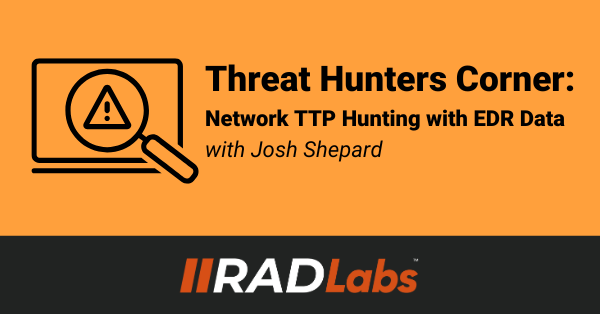 We explore how to conduct threat hunts for network focused TTP using only Endpoint Detection and Response (EDR) data.